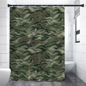 Green Camo Zebra Pattern Print Premium Shower Curtain