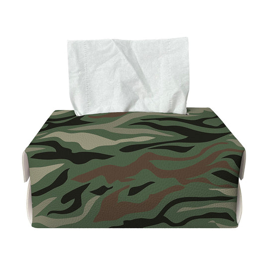Green Camo Zebra Pattern Print Rectangle Tissue Box Cover