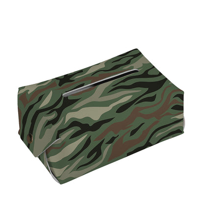 Green Camo Zebra Pattern Print Rectangle Tissue Box Cover