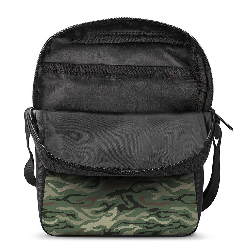 Green Camo Zebra Pattern Print Rectangular Crossbody Bag