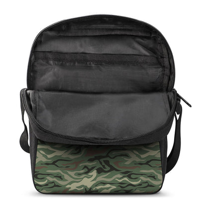 Green Camo Zebra Pattern Print Rectangular Crossbody Bag