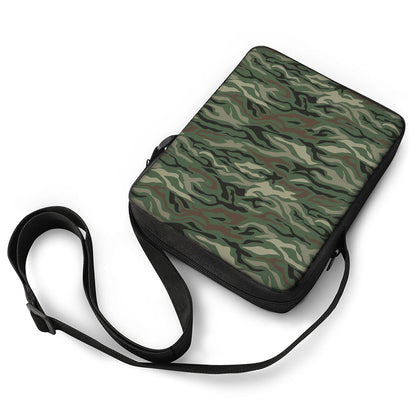 Green Camo Zebra Pattern Print Rectangular Crossbody Bag