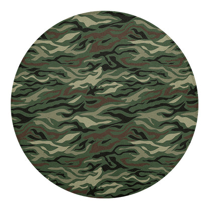 Green Camo Zebra Pattern Print Round Blanket