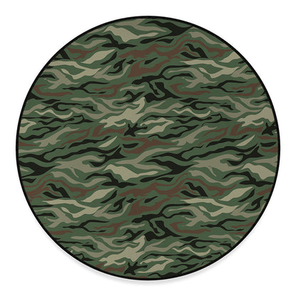 Green Camo Zebra Pattern Print Round Floor Mat
