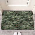 Green Camo Zebra Pattern Print Rubber Doormat