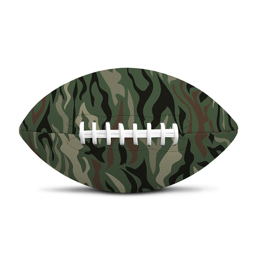 Green Camo Zebra Pattern Print Rugby Ball