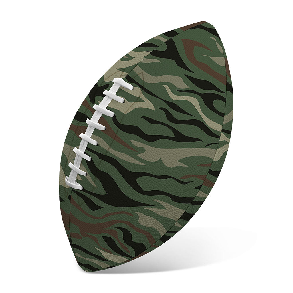 Green Camo Zebra Pattern Print Rugby Ball