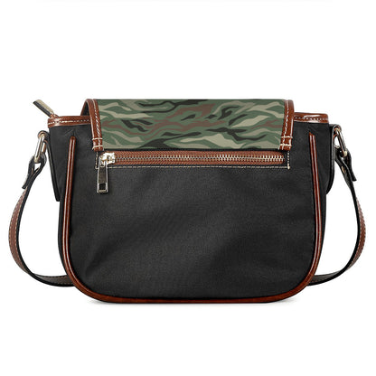 Green Camo Zebra Pattern Print Saddle Bag