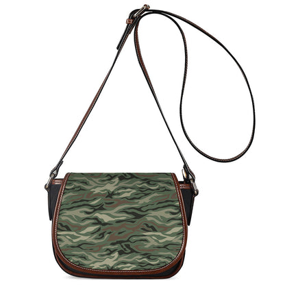 Green Camo Zebra Pattern Print Saddle Bag