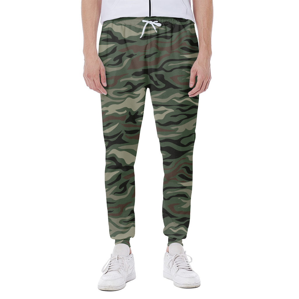 Green Camo Zebra Pattern Print Scuba Joggers