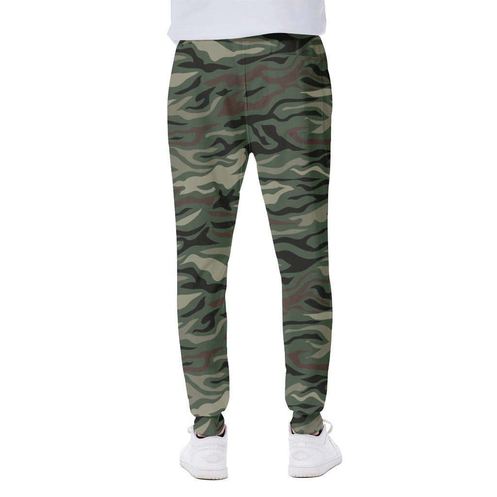 Green Camo Zebra Pattern Print Scuba Joggers