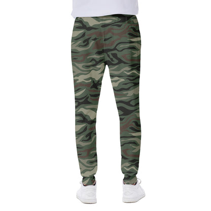 Green Camo Zebra Pattern Print Scuba Joggers