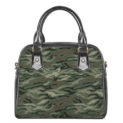 Green Camo Zebra Pattern Print Shoulder Handbag