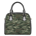 Green Camo Zebra Pattern Print Shoulder Handbag