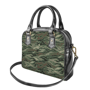 Green Camo Zebra Pattern Print Shoulder Handbag