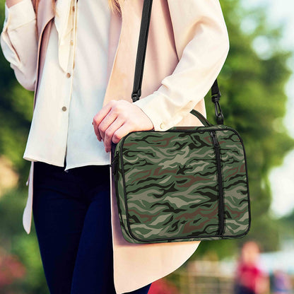 Green Camo Zebra Pattern Print Shoulder Strap Bible Bag