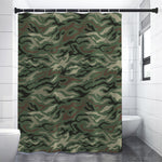 Green Camo Zebra Pattern Print Shower Curtain