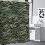 Green Camo Zebra Pattern Print Shower Curtain