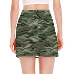 Green Camo Zebra Pattern Print Side Slit Mini Skirt