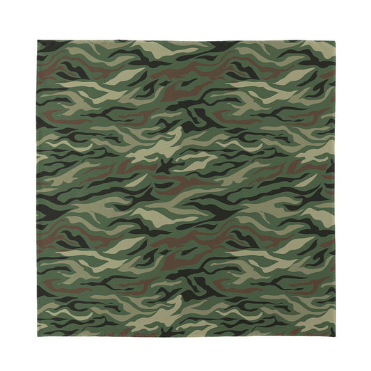 Green Camo Zebra Pattern Print Silk Bandana