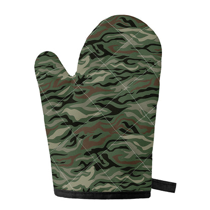 Green Camo Zebra Pattern Print Single Oven Mitt