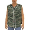 Green Camo Zebra Pattern Print Sleeveless Baseball Jersey