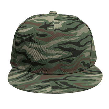 Green Camo Zebra Pattern Print Snapback Cap