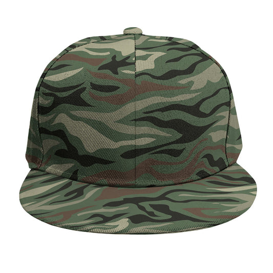 Green Camo Zebra Pattern Print Snapback Cap