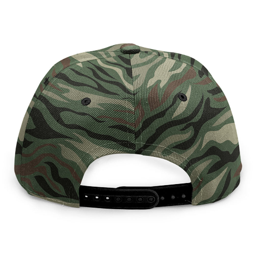 Green Camo Zebra Pattern Print Snapback Cap