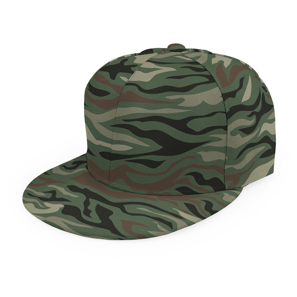 Green Camo Zebra Pattern Print Snapback Cap