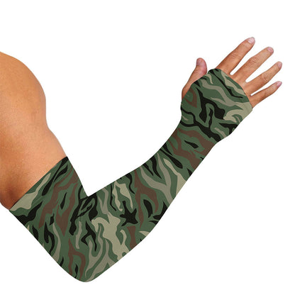 Green Camo Zebra Pattern Print Sun Protection Arm Sleeves