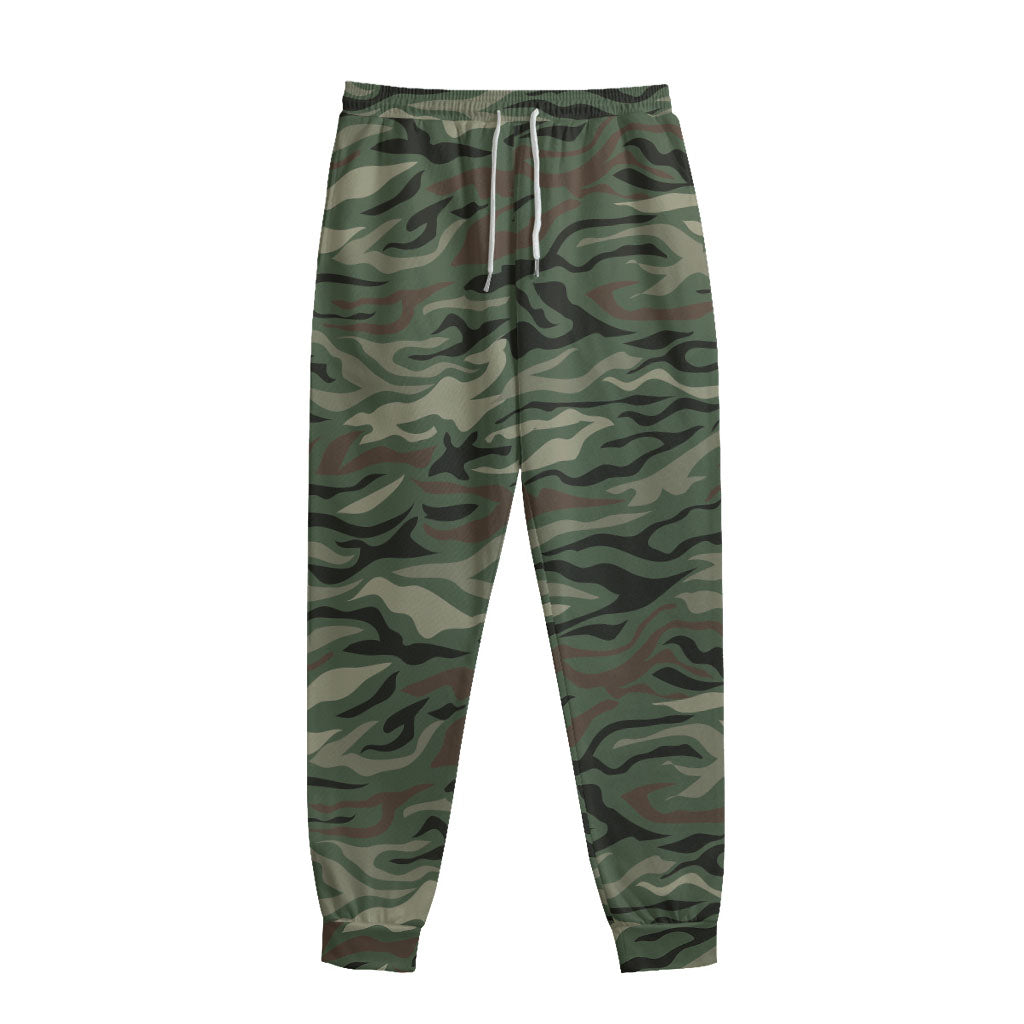 Green Camo Zebra Pattern Print Sweatpants