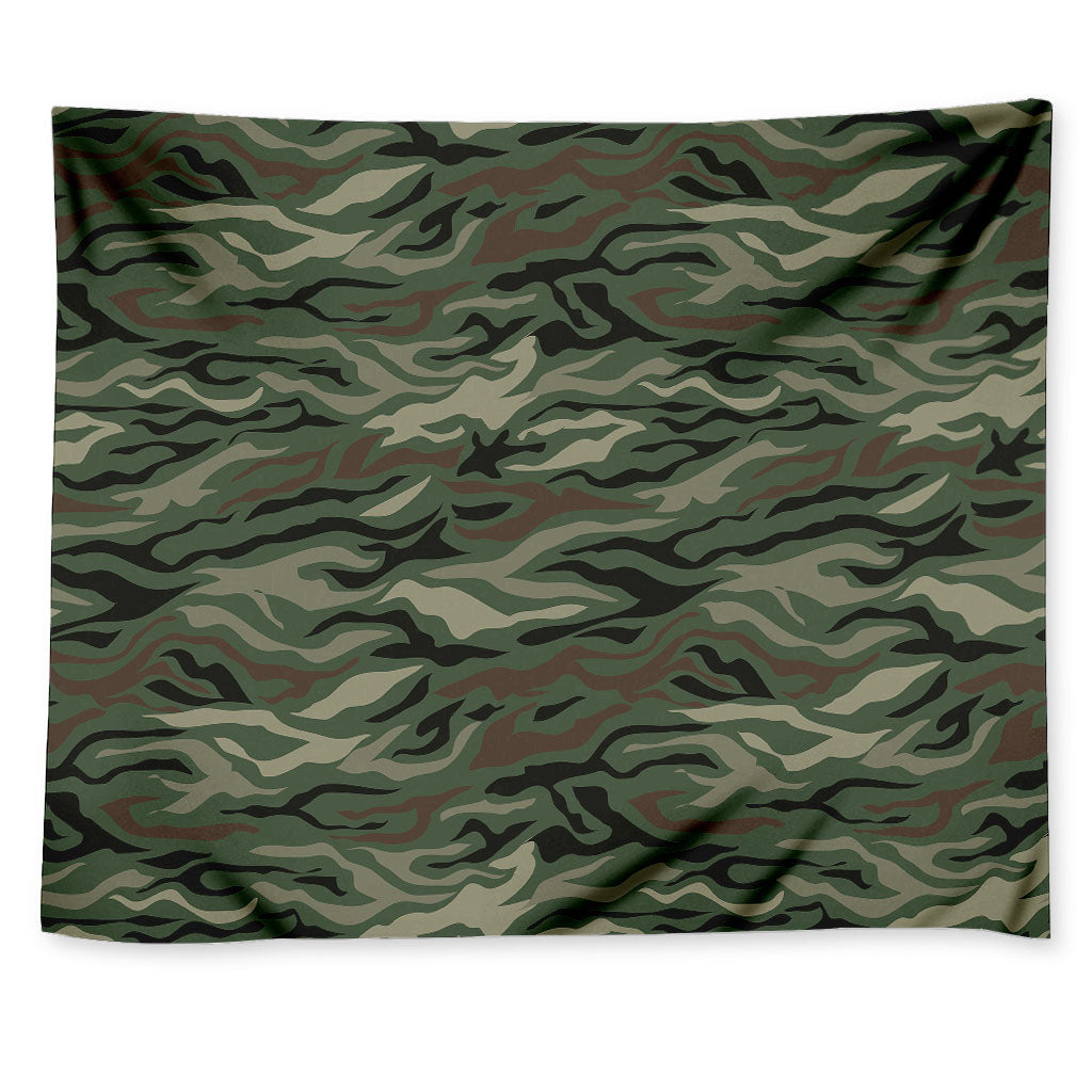 Green Camo Zebra Pattern Print Tapestry