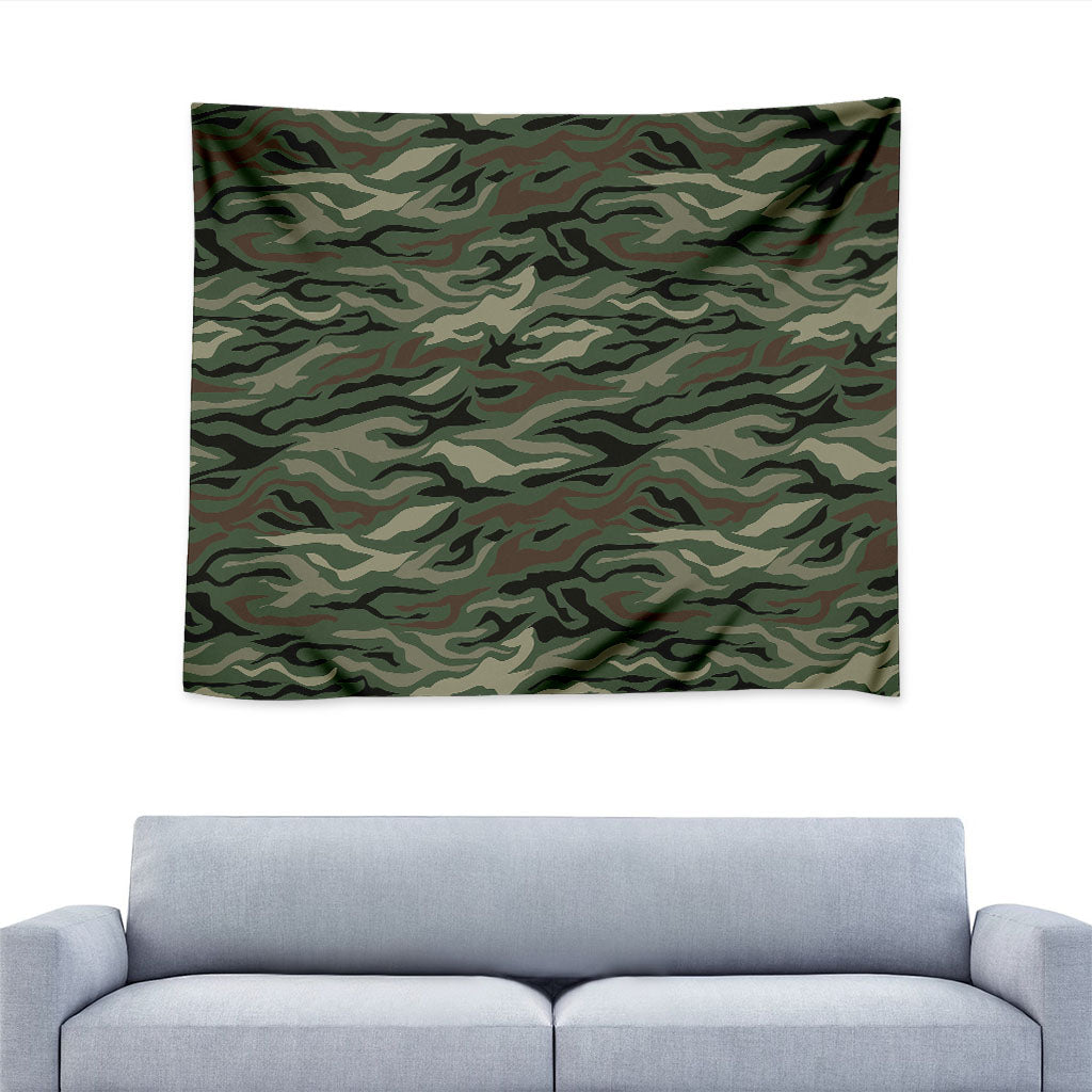 Green Camo Zebra Pattern Print Tapestry