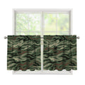 Green Camo Zebra Pattern Print Tier Curtains
