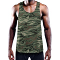 Green Camo Zebra Pattern Print Men's Workout Tank Top