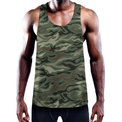 Green Camo Zebra Pattern Print Training Tank Top