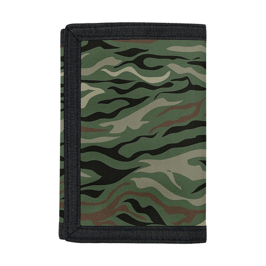 Green Camo Zebra Pattern Print Trifold Wallet