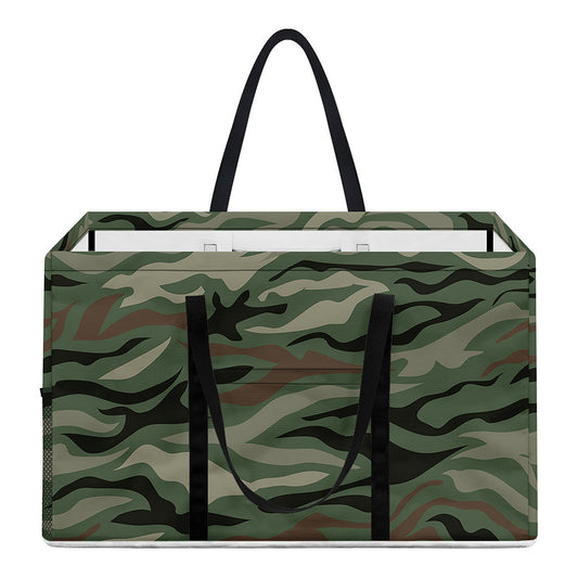 Green Camo Zebra Pattern Print Utility Tote Bag