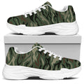 Green Camo Zebra Pattern Print White Chunky Shoes