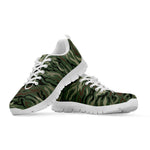 Green Camo Zebra Pattern Print White Running Shoes