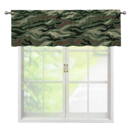 Green Camo Zebra Pattern Print Window Valance