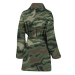 Green Camo Zebra Pattern Print Women's Bathrobe