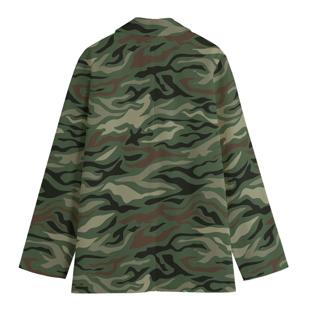 Green Camo Zebra Pattern Print Women's Blazer