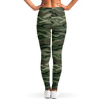 Green Camo Zebra Pattern Print Women's Leggings