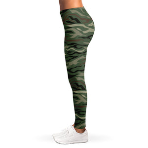 Green Camo Zebra Pattern Print Women's Leggings