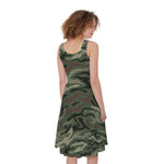 Green Camo Zebra Pattern Print Women's Sleeveless Dress