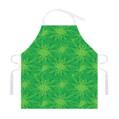 Green Cannabis Leaf Pattern Print Adjustable Apron