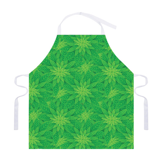 Green Cannabis Leaf Pattern Print Adjustable Apron