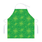 Green Cannabis Leaf Pattern Print Adjustable Apron